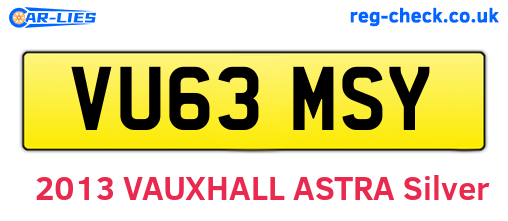 VU63MSY are the vehicle registration plates.