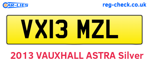 VX13MZL are the vehicle registration plates.
