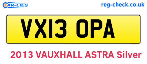 VX13OPA are the vehicle registration plates.