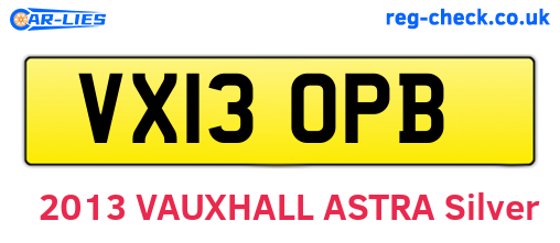 VX13OPB are the vehicle registration plates.