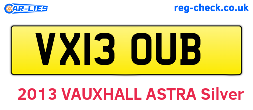 VX13OUB are the vehicle registration plates.