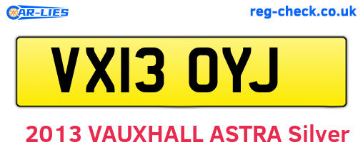 VX13OYJ are the vehicle registration plates.