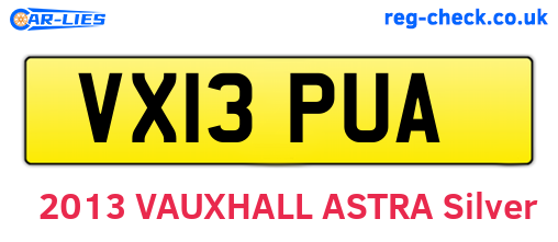 VX13PUA are the vehicle registration plates.