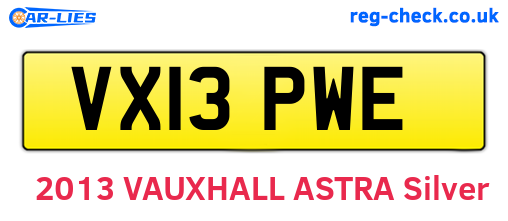 VX13PWE are the vehicle registration plates.