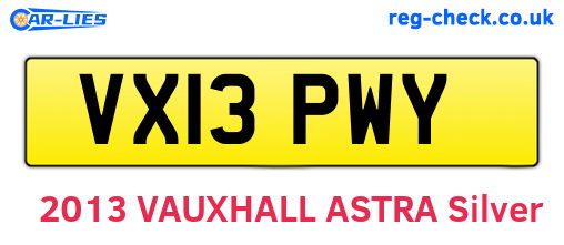 VX13PWY are the vehicle registration plates.