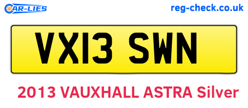 VX13SWN are the vehicle registration plates.