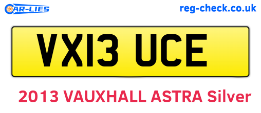 VX13UCE are the vehicle registration plates.