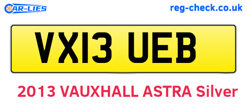 VX13UEB are the vehicle registration plates.