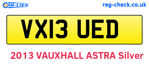 VX13UED are the vehicle registration plates.