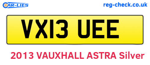 VX13UEE are the vehicle registration plates.