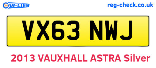 VX63NWJ are the vehicle registration plates.