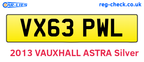 VX63PWL are the vehicle registration plates.