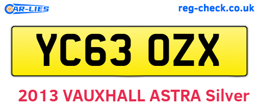 YC63OZX are the vehicle registration plates.