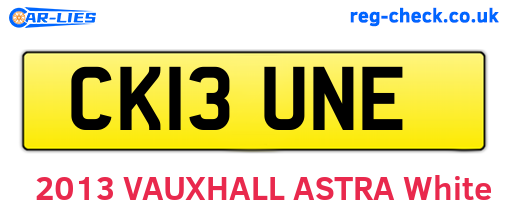 CK13UNE are the vehicle registration plates.