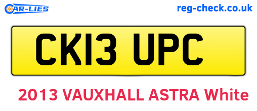 CK13UPC are the vehicle registration plates.