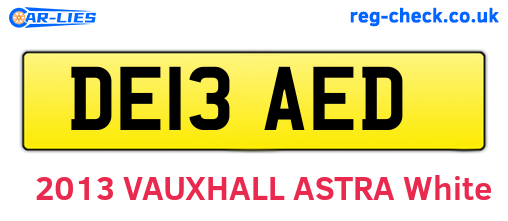 DE13AED are the vehicle registration plates.