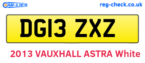 DG13ZXZ are the vehicle registration plates.