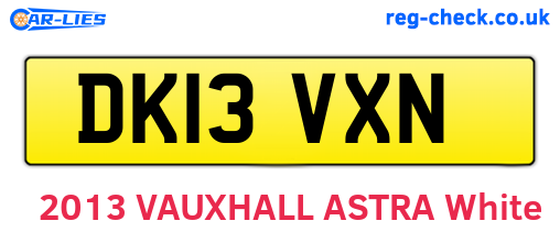 DK13VXN are the vehicle registration plates.