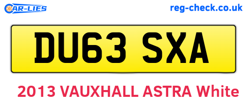 DU63SXA are the vehicle registration plates.