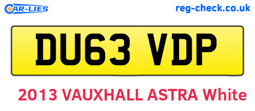 DU63VDP are the vehicle registration plates.