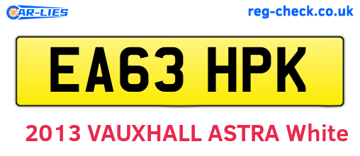 EA63HPK are the vehicle registration plates.