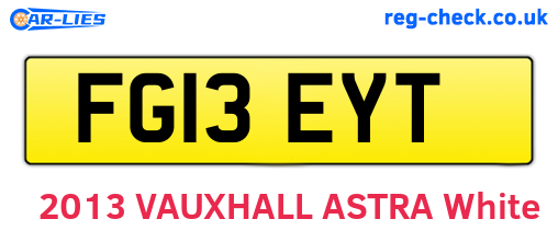 FG13EYT are the vehicle registration plates.