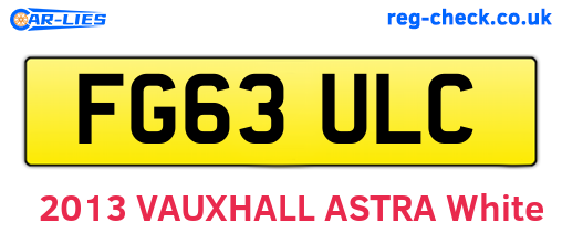 FG63ULC are the vehicle registration plates.