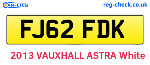 FJ62FDK are the vehicle registration plates.