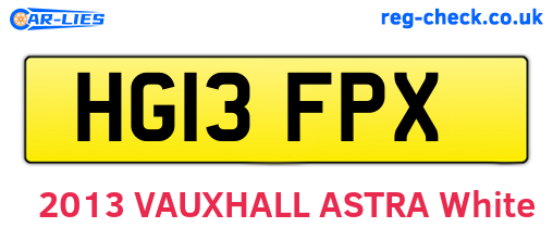 HG13FPX are the vehicle registration plates.