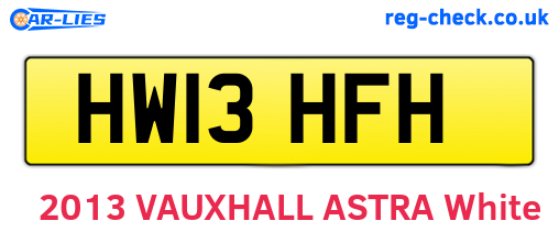 HW13HFH are the vehicle registration plates.