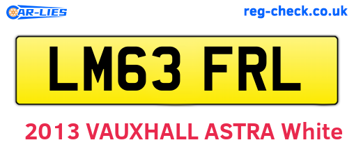 LM63FRL are the vehicle registration plates.