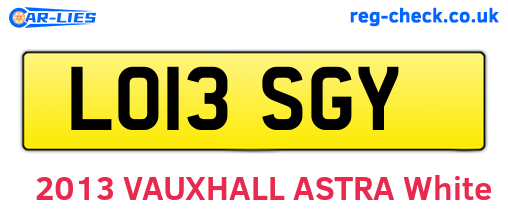 LO13SGY are the vehicle registration plates.