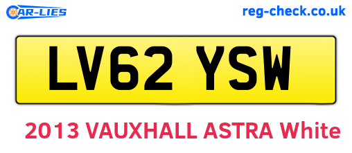 LV62YSW are the vehicle registration plates.