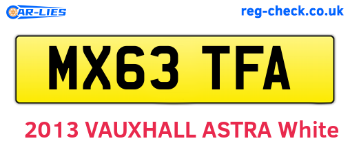 MX63TFA are the vehicle registration plates.