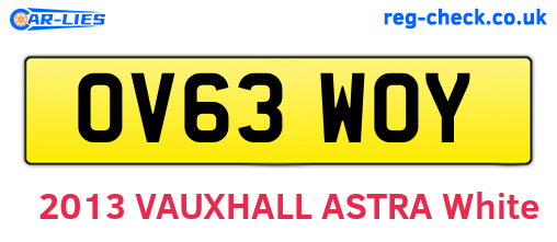 OV63WOY are the vehicle registration plates.