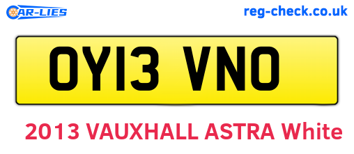 OY13VNO are the vehicle registration plates.