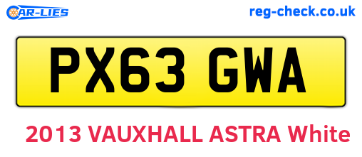 PX63GWA are the vehicle registration plates.