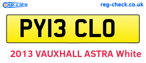 PY13CLO are the vehicle registration plates.