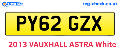 PY62GZX are the vehicle registration plates.