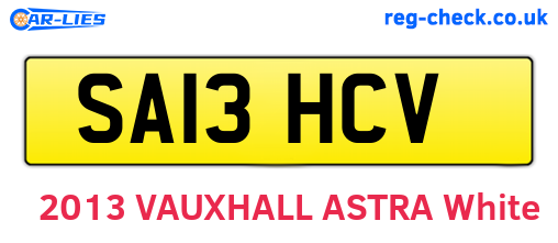SA13HCV are the vehicle registration plates.