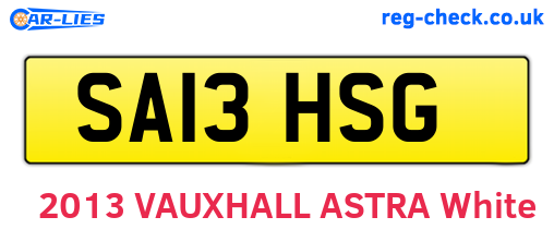 SA13HSG are the vehicle registration plates.