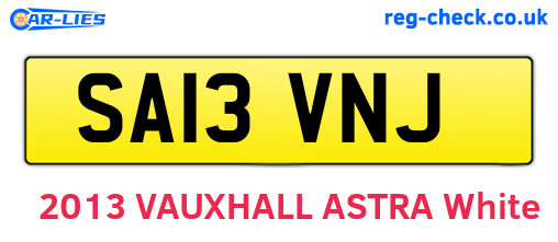 SA13VNJ are the vehicle registration plates.