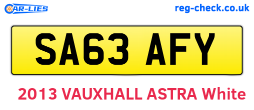 SA63AFY are the vehicle registration plates.
