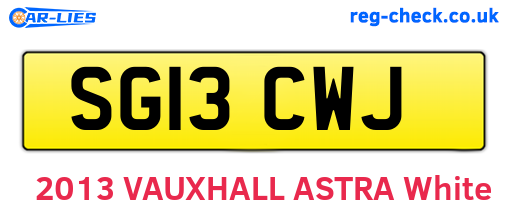 SG13CWJ are the vehicle registration plates.