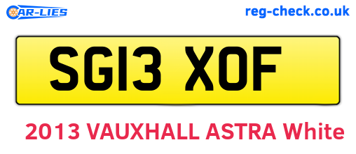 SG13XOF are the vehicle registration plates.