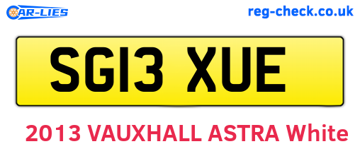 SG13XUE are the vehicle registration plates.