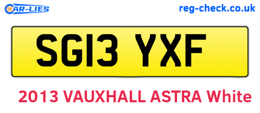 SG13YXF are the vehicle registration plates.