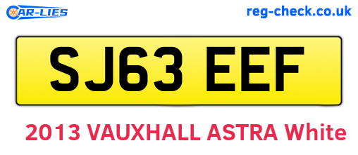 SJ63EEF are the vehicle registration plates.
