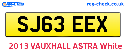 SJ63EEX are the vehicle registration plates.