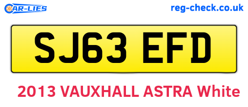 SJ63EFD are the vehicle registration plates.